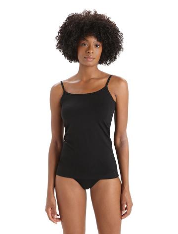 Black Icebreaker Merino Siren Cami Singlet Women's Underwear | AU 1699UZGT